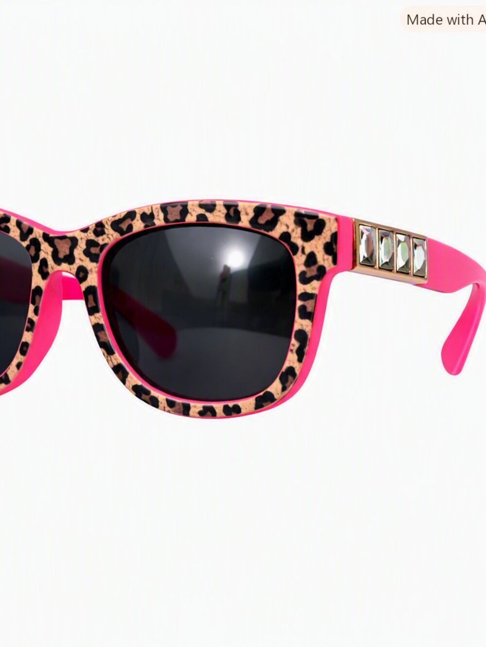 Betsey Johnson Leopard Print Sunglasses with Pink Frame & Rhinestone Detail